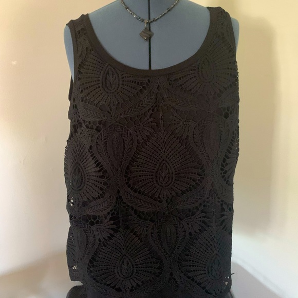 Black Lace Tank Top Size 18 - Picture 1 of 3